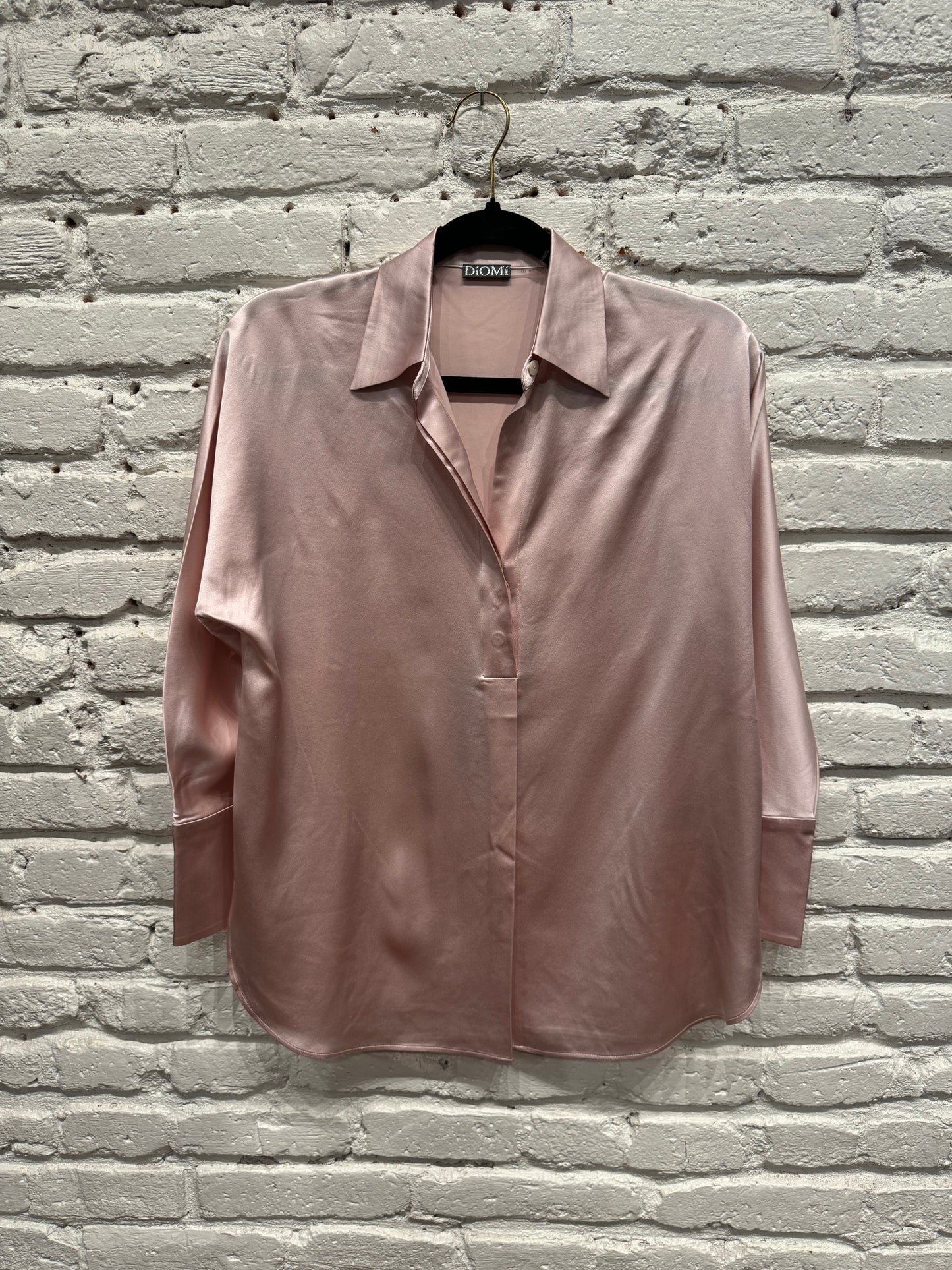 SILK COLLAR SHIRT LONG SLEEVE PALE PINK T2297S