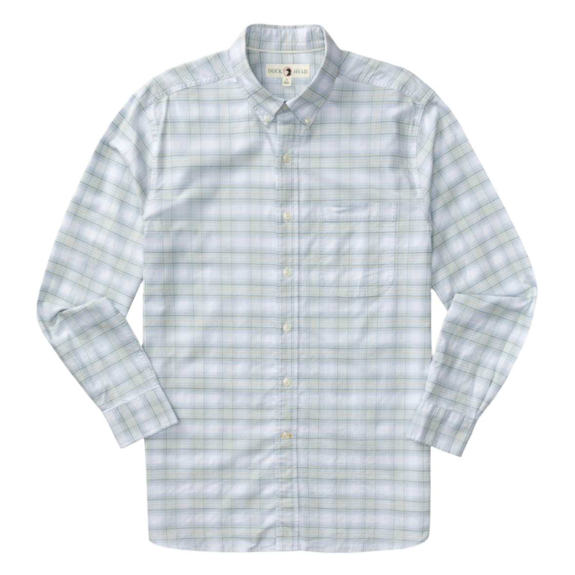 Cotton Oxford Sport Shirt - Raney Plaid (Light Blue)
