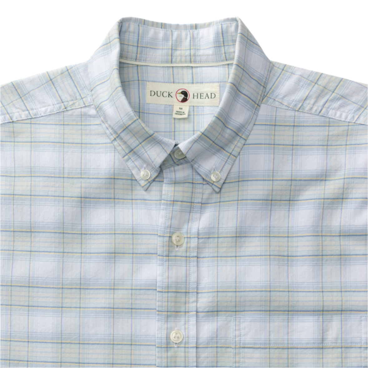 Cotton Oxford Sport Shirt - Raney Plaid (Light Blue)