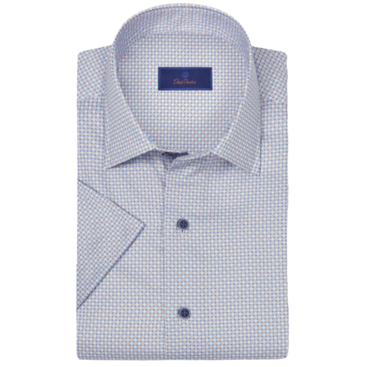 Blue & Orange Micro Print Short Sleeve Shirt