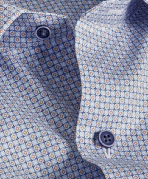 Blue & Orange Micro Print Short Sleeve Shirt