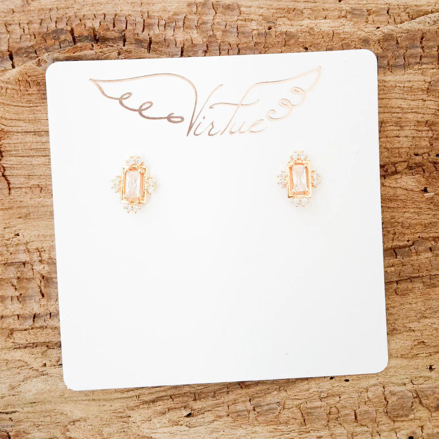 RECTANGLE CZ PAVE STUD 9208R