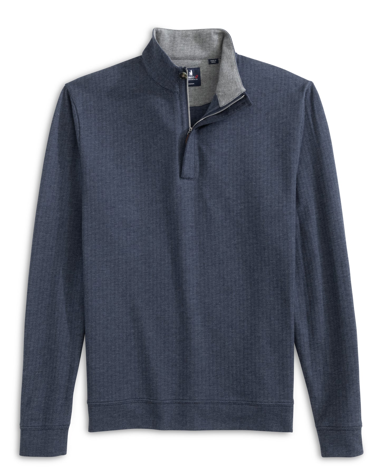 Rubin Herringbone Cashmere Blend 1/4 Zip Pullover (Navy)
