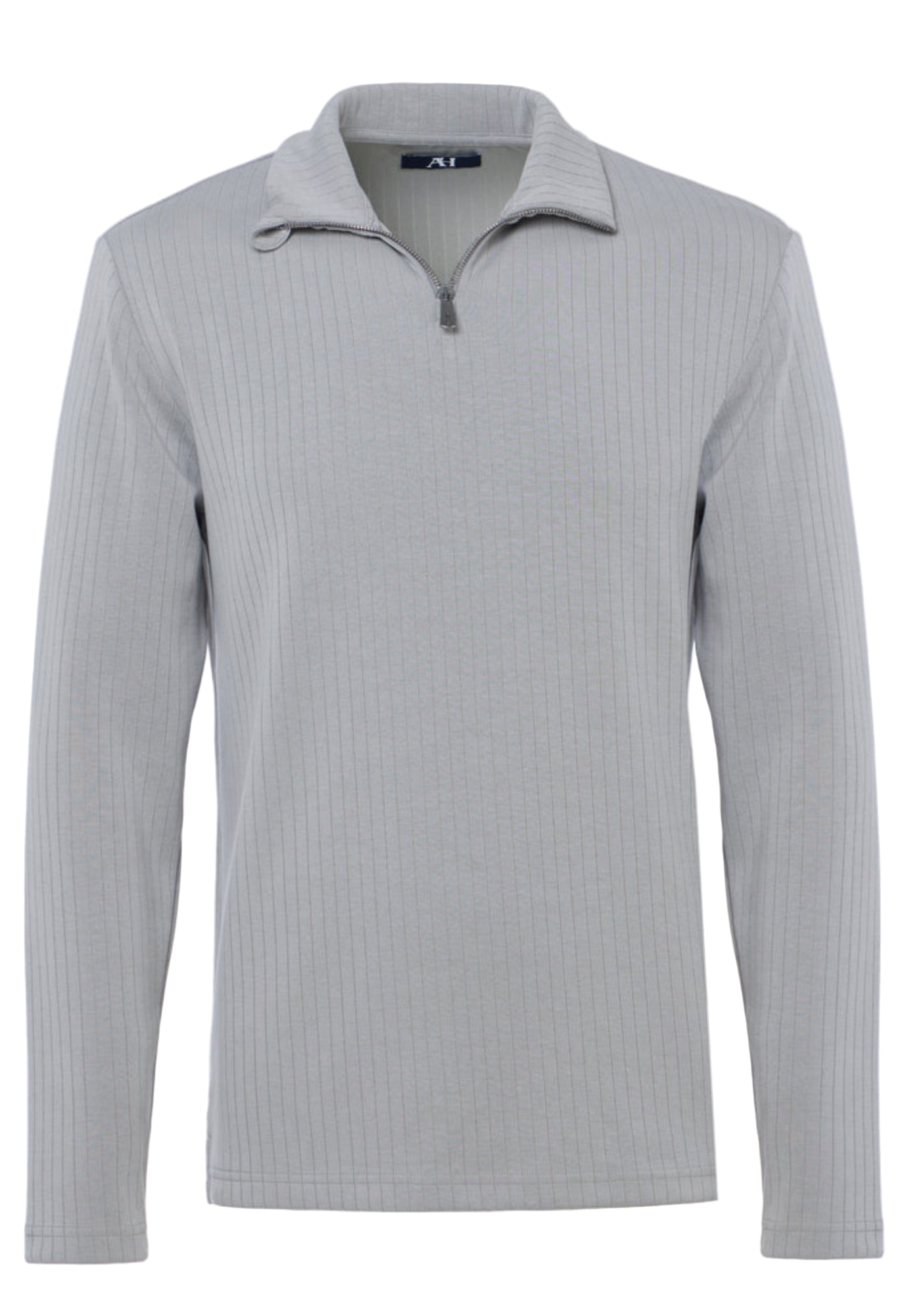 Ribbed Stripe Quarter Zip (Grey)
