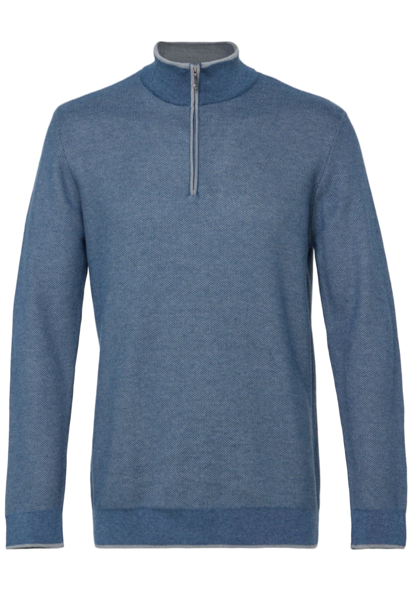 Two Tone Waffle Quarter Zip (Melange Indigo)