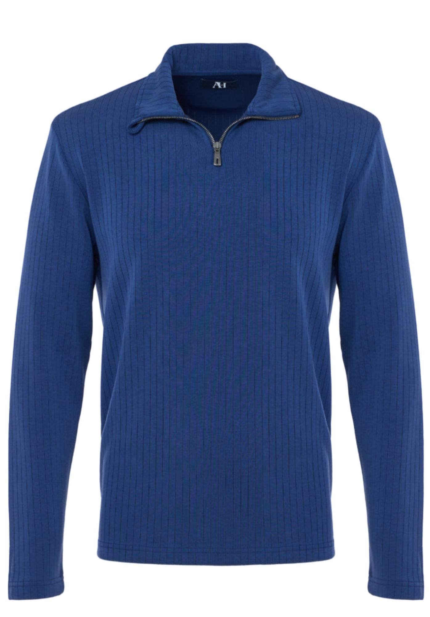 Ribbed Stripe Quarter Zip (Indigo)