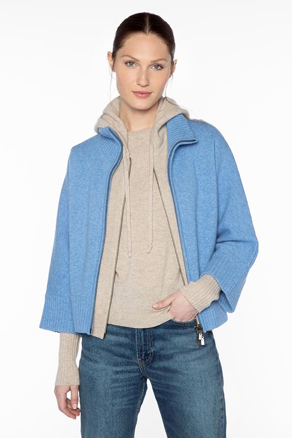 DOUBLEKNIT SHORT ZIP MOCK CARDIGAN COMO