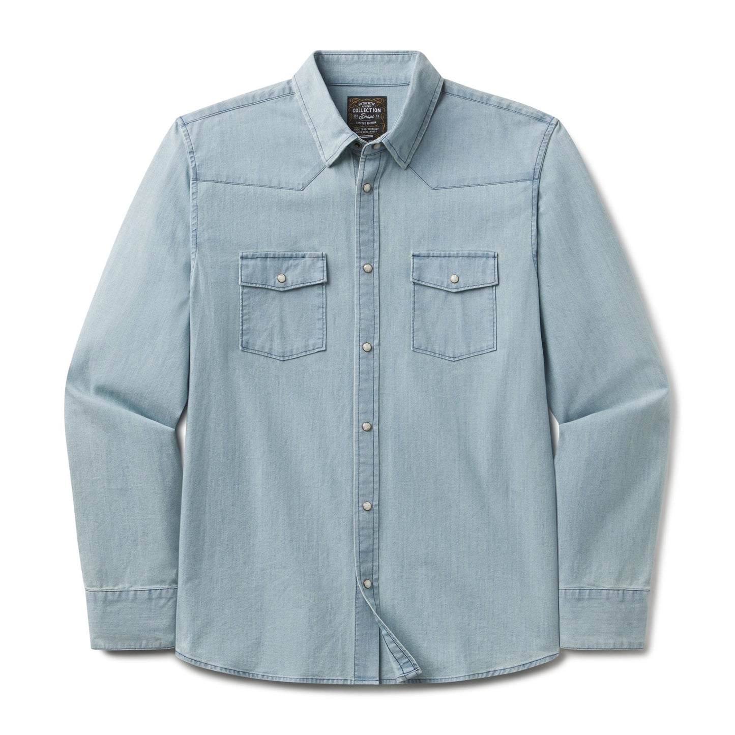 Heritage Lightwash Denim Pearl Snap Long Sleeve Shirt