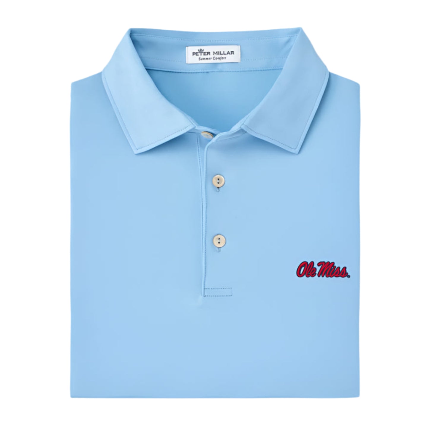 Ole Miss Solid Performance Jersey Polo (Cottage Blue)