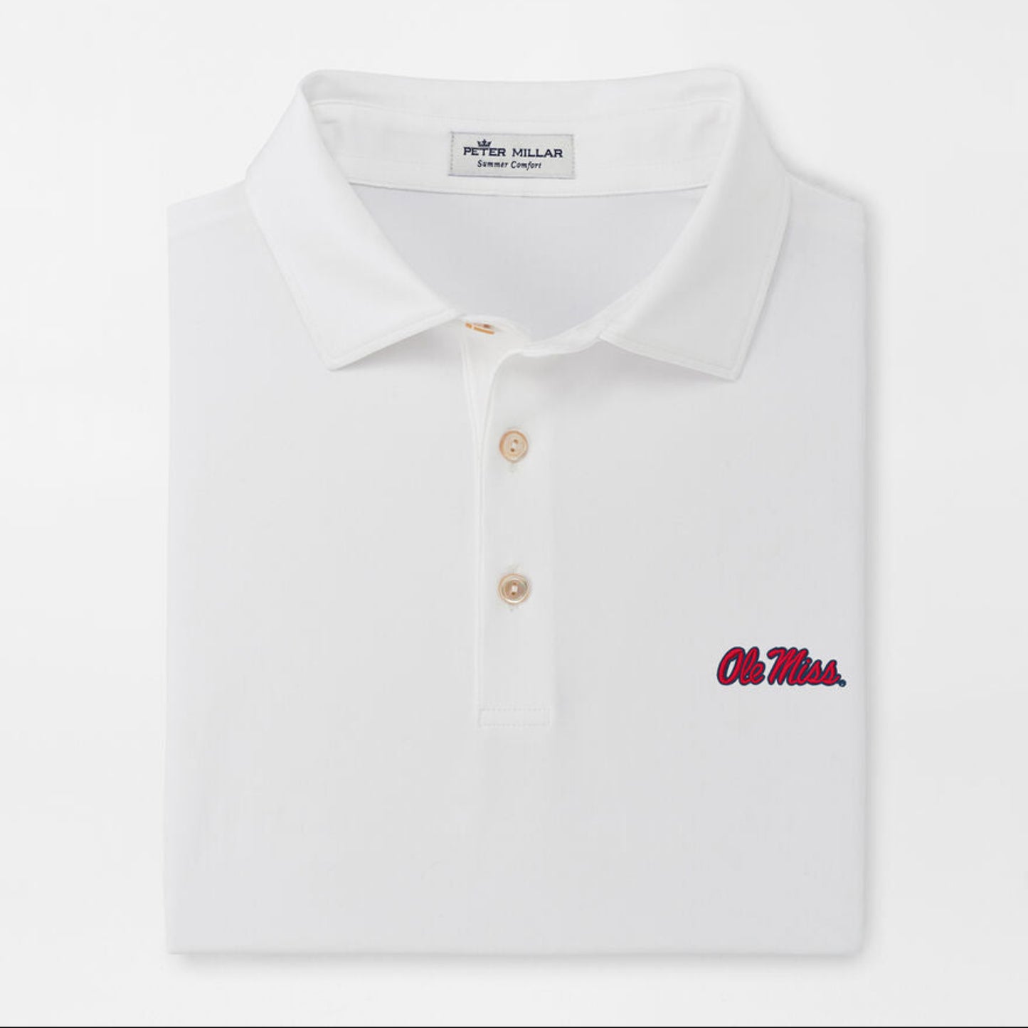 Ole Miss Solid Performance Jersey Polo (White)
