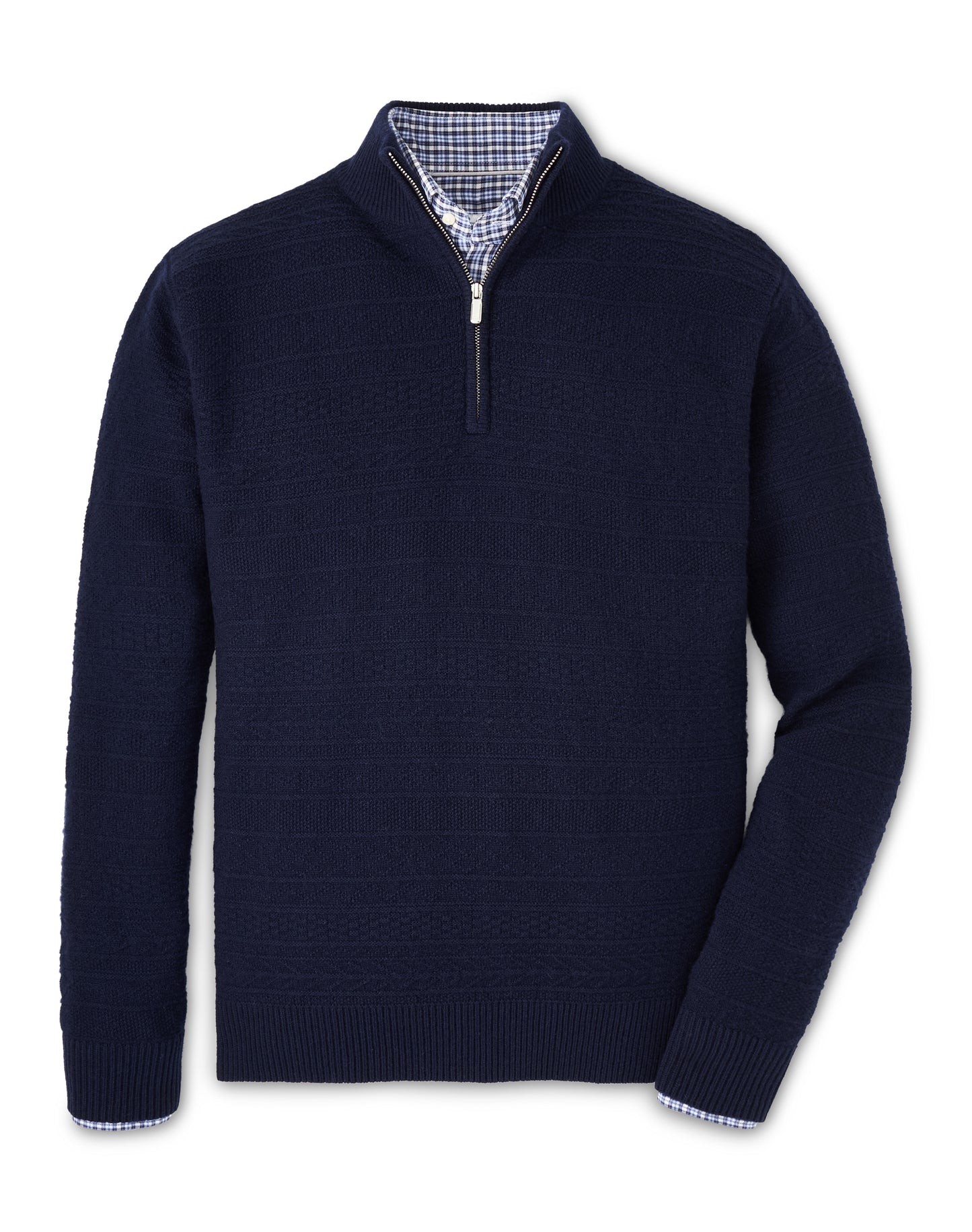 Crescent Texture Quarter-Zip Sweater (Navy)