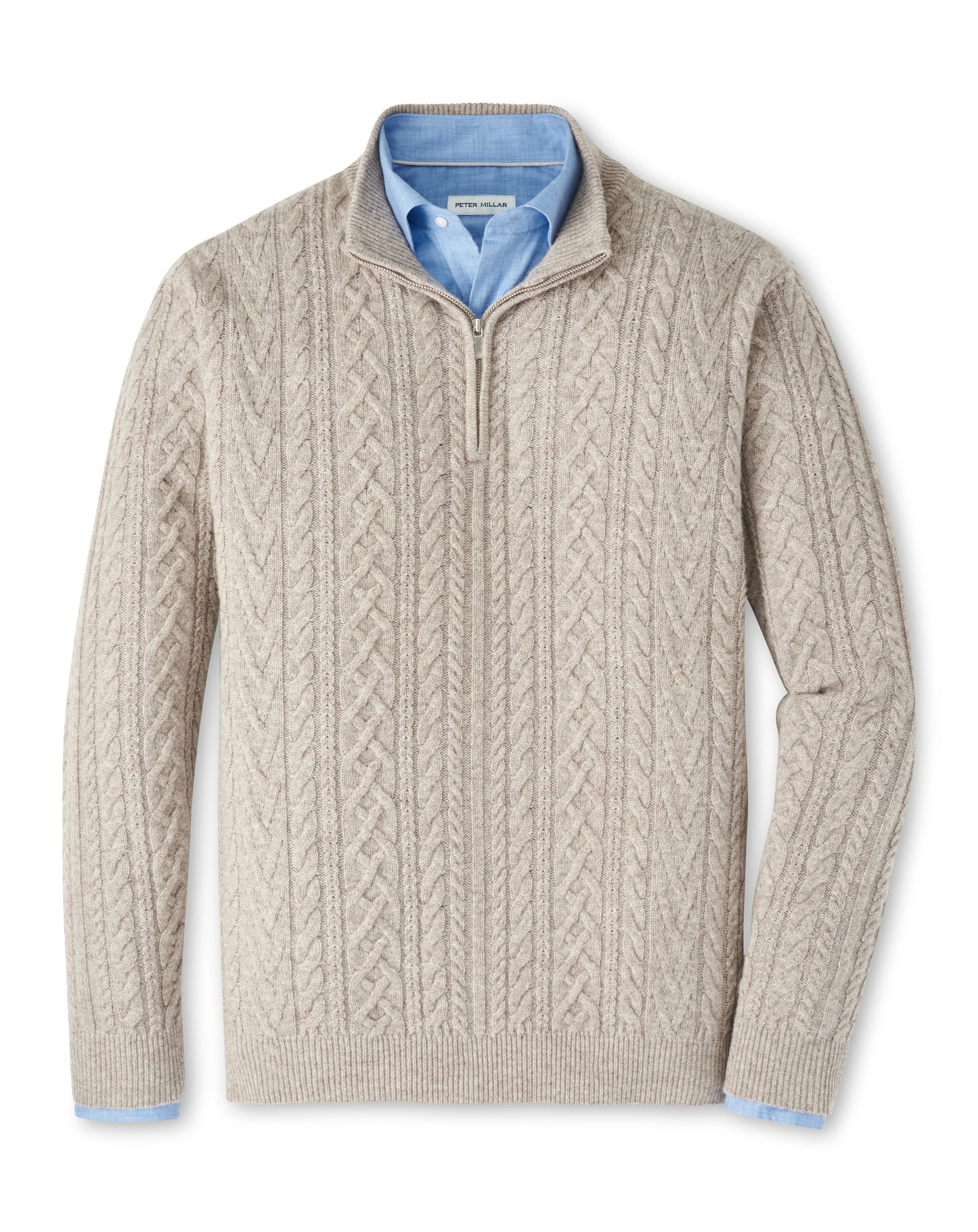 Crescent Ridge Cable Quarter Zip Sweater (Light Elm)