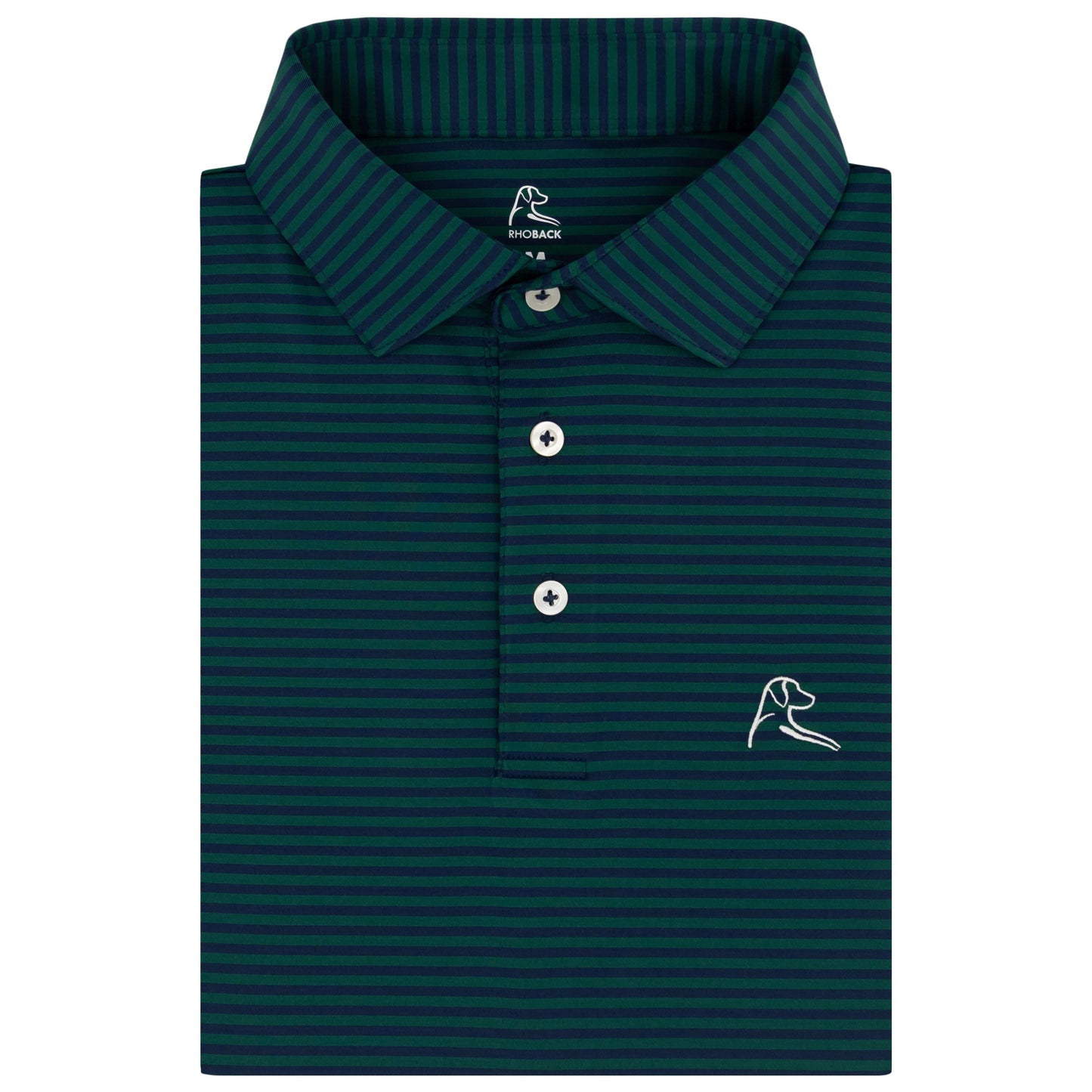 The Birdie Stripe Performance Polo (Fairway Green/Fleet Navy)