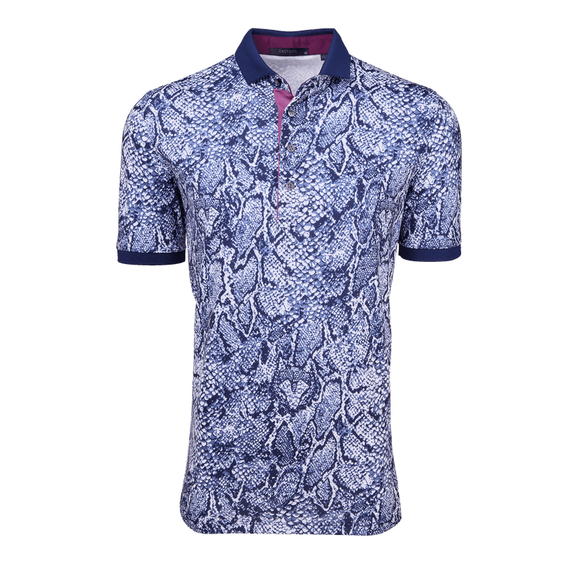 Wolf Scales Short Sleeve Polo (Maltese Blue)