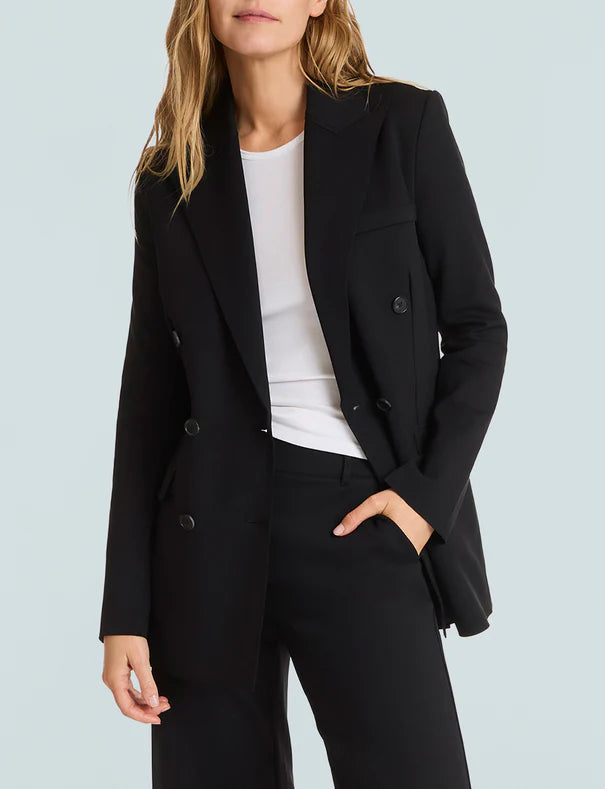 CEO NEOPRENE DBL BREASTED BLAZER / BLACK
