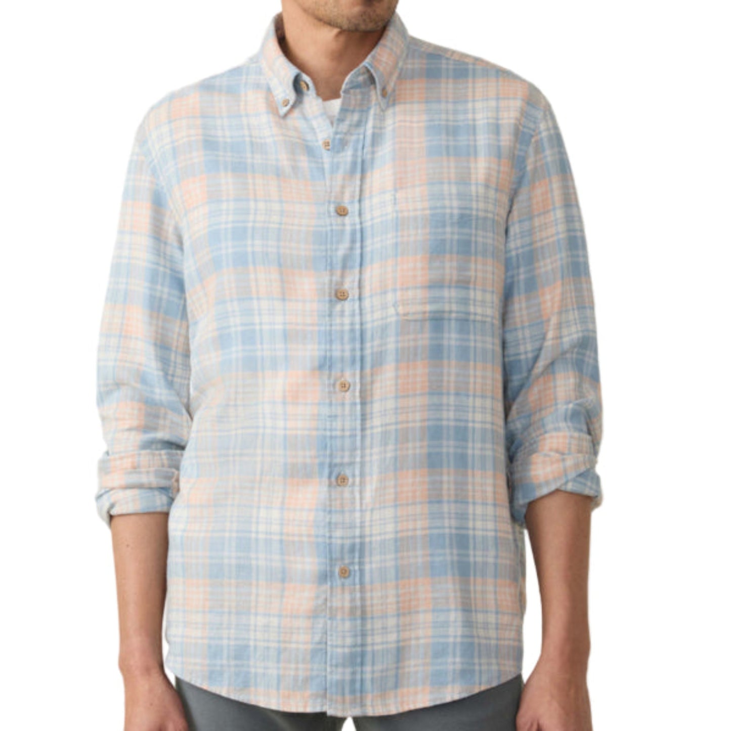 Long-Sleeve Breeze Shirt (Coral River Plaid)