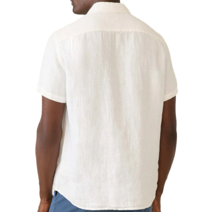 Short-Sleeve Palma Linen Shirt (Bright White Basketweave)