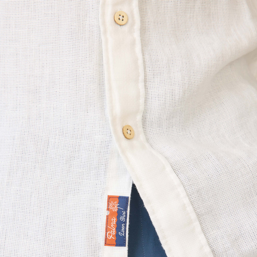 Short-Sleeve Palma Linen Shirt (Bright White Basketweave)