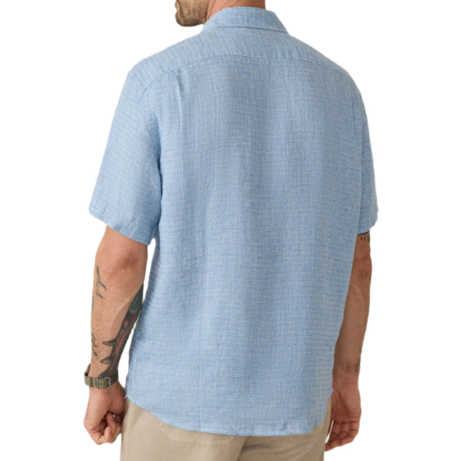 Short-Sleeve Palma Linen Shirt (Blue Basketweave)
