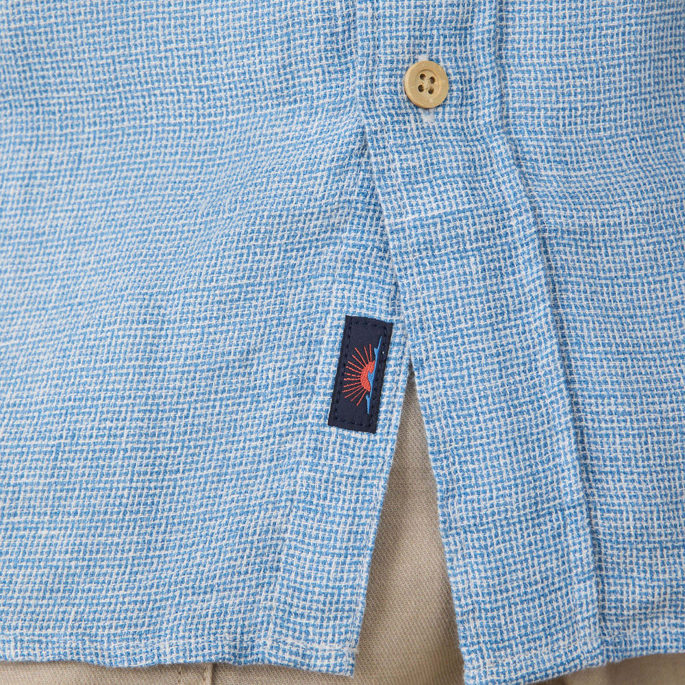 Short-Sleeve Palma Linen Shirt (Blue Basketweave)