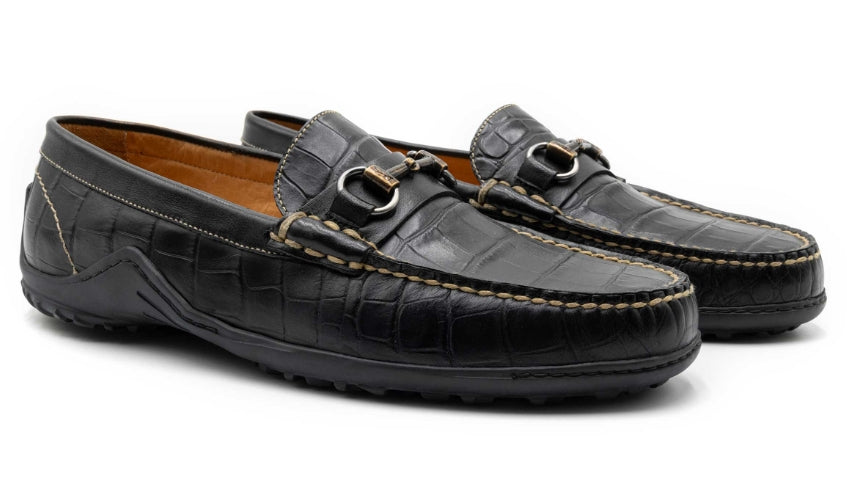 Bill Alligator Grain Horse Bit Loafers (Black)