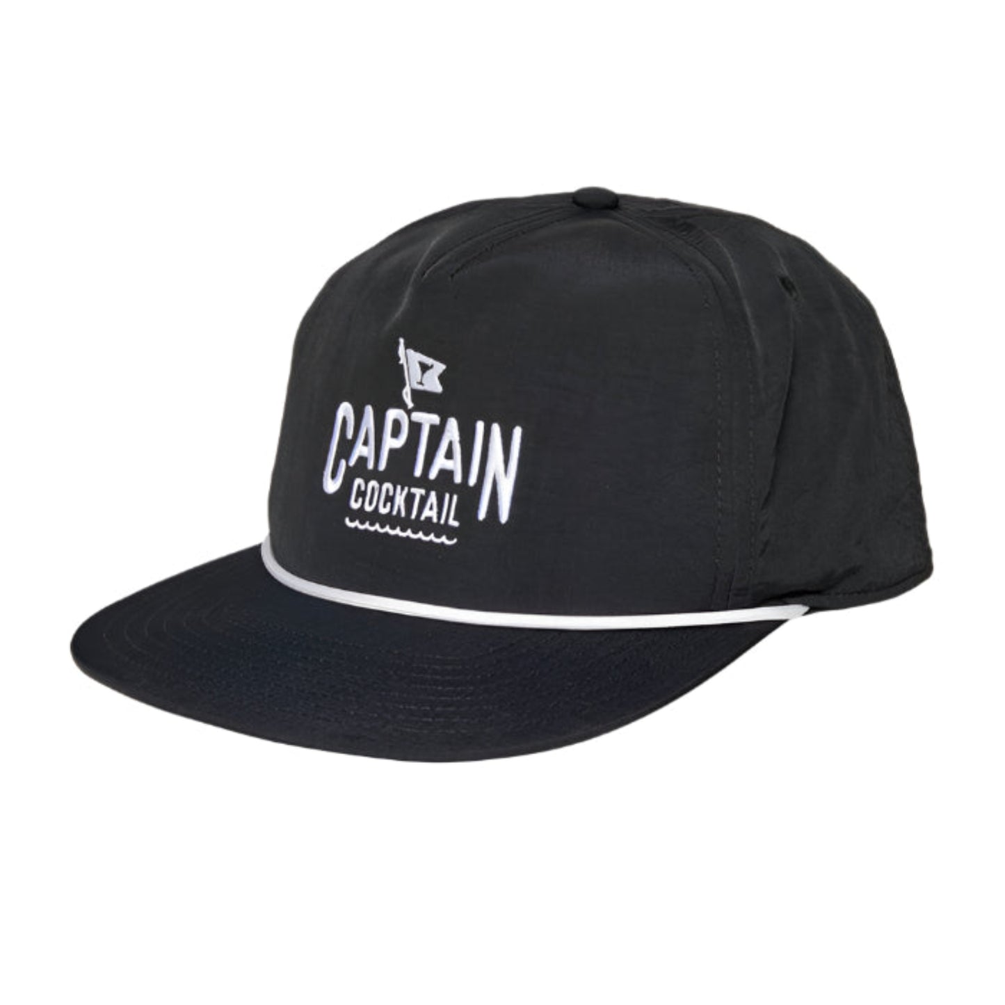 Salty 5 Panel Snapback Hat (Black)