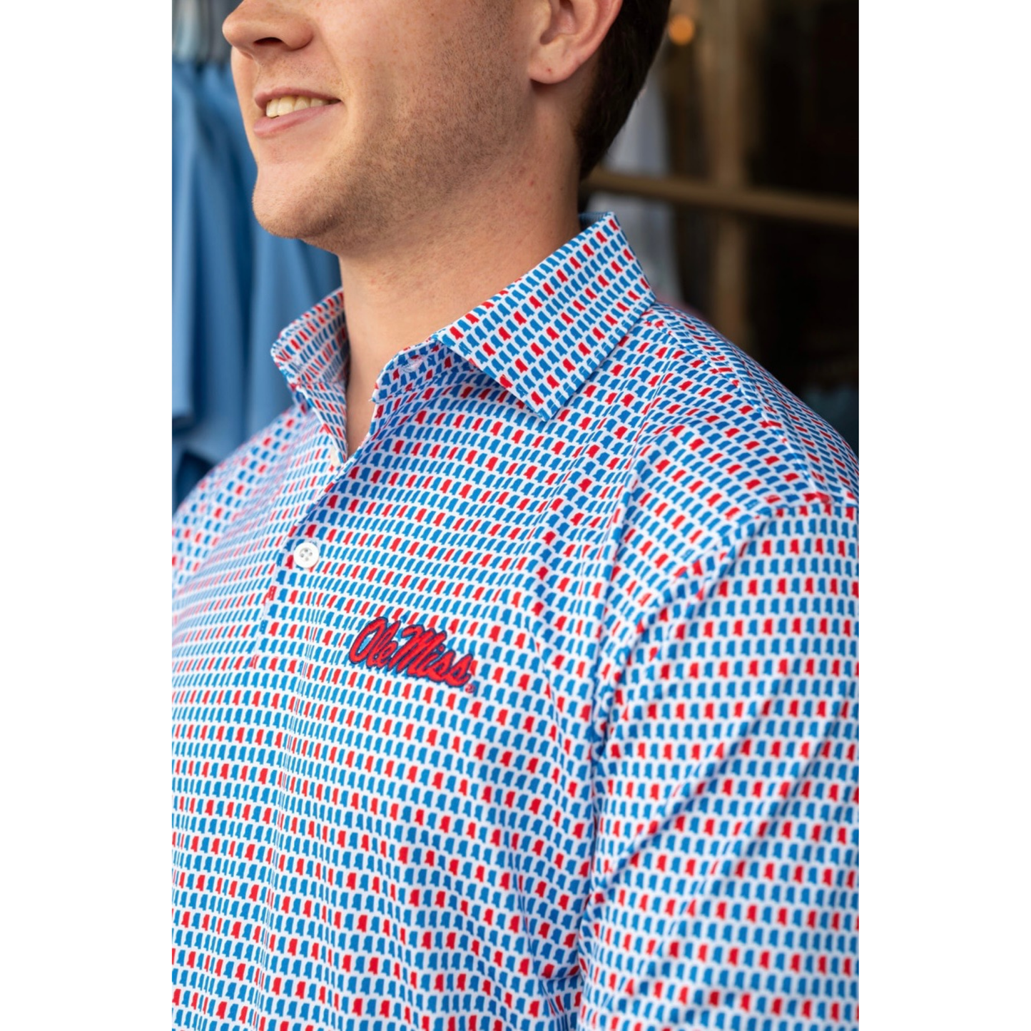 The Ole Miss Home State Polo (White/Birdie Blue)