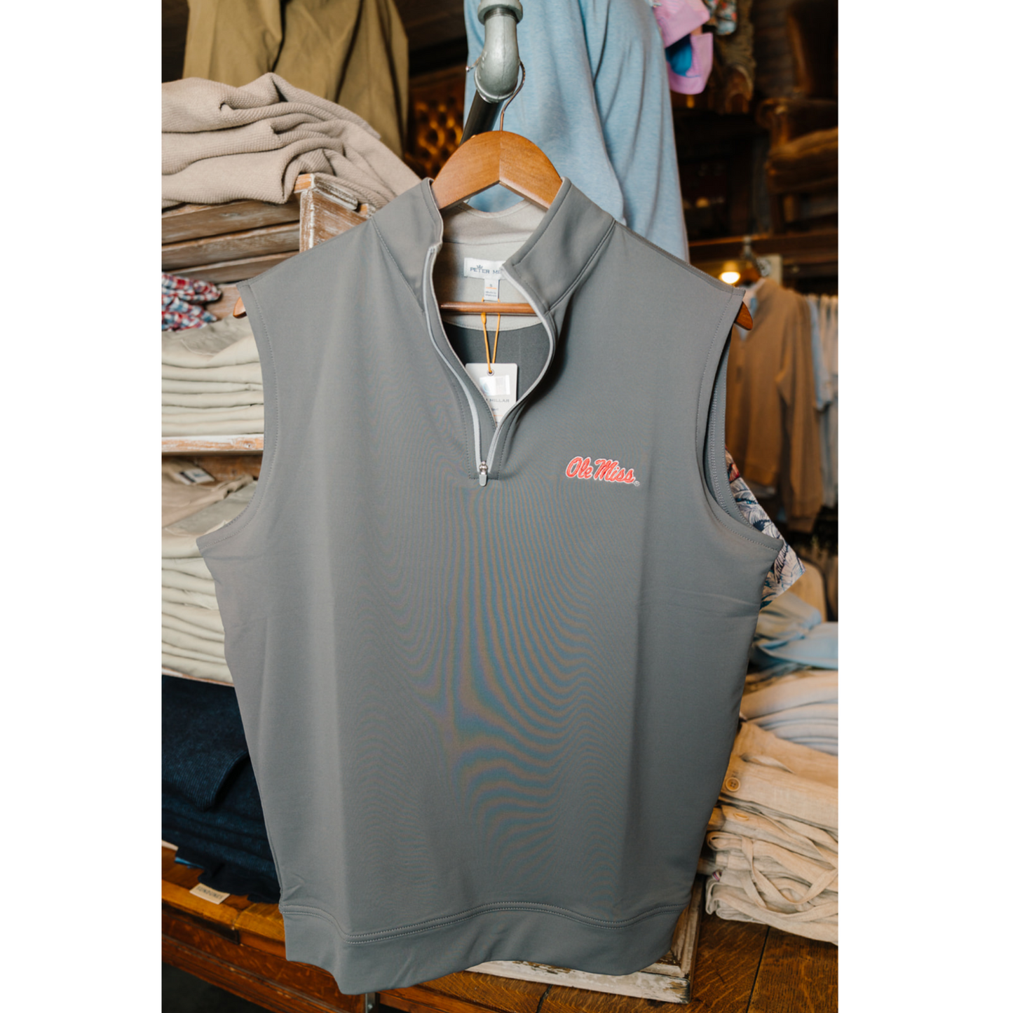Ole Miss Galway Performance Quarter-Zip Vest (Iron)