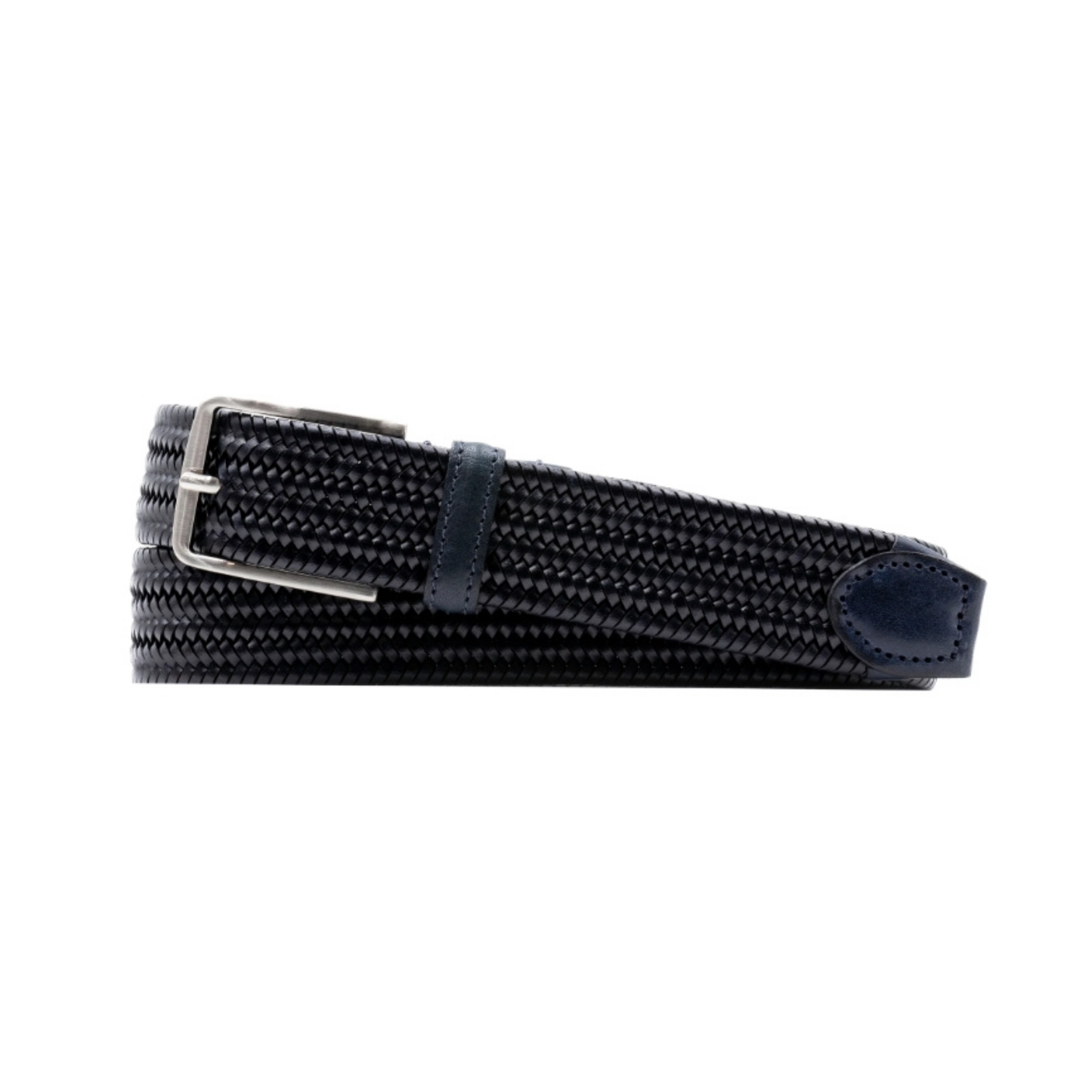 Lexington Braided Italian Saddle Leather & Elastic Belt (Midnight)