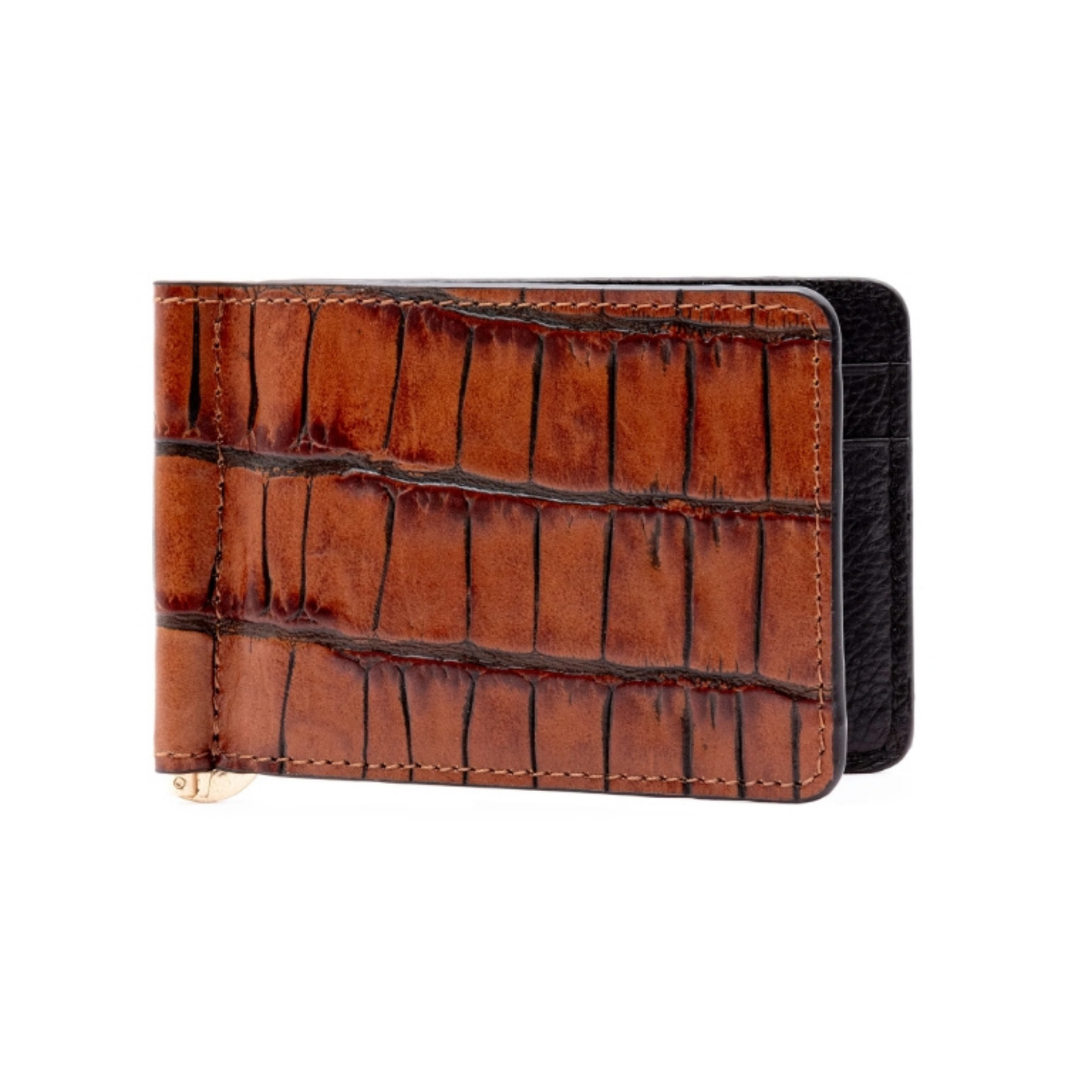 Anthony Alligator Grain Credit Card Money Clip Wallet (Chestnut)