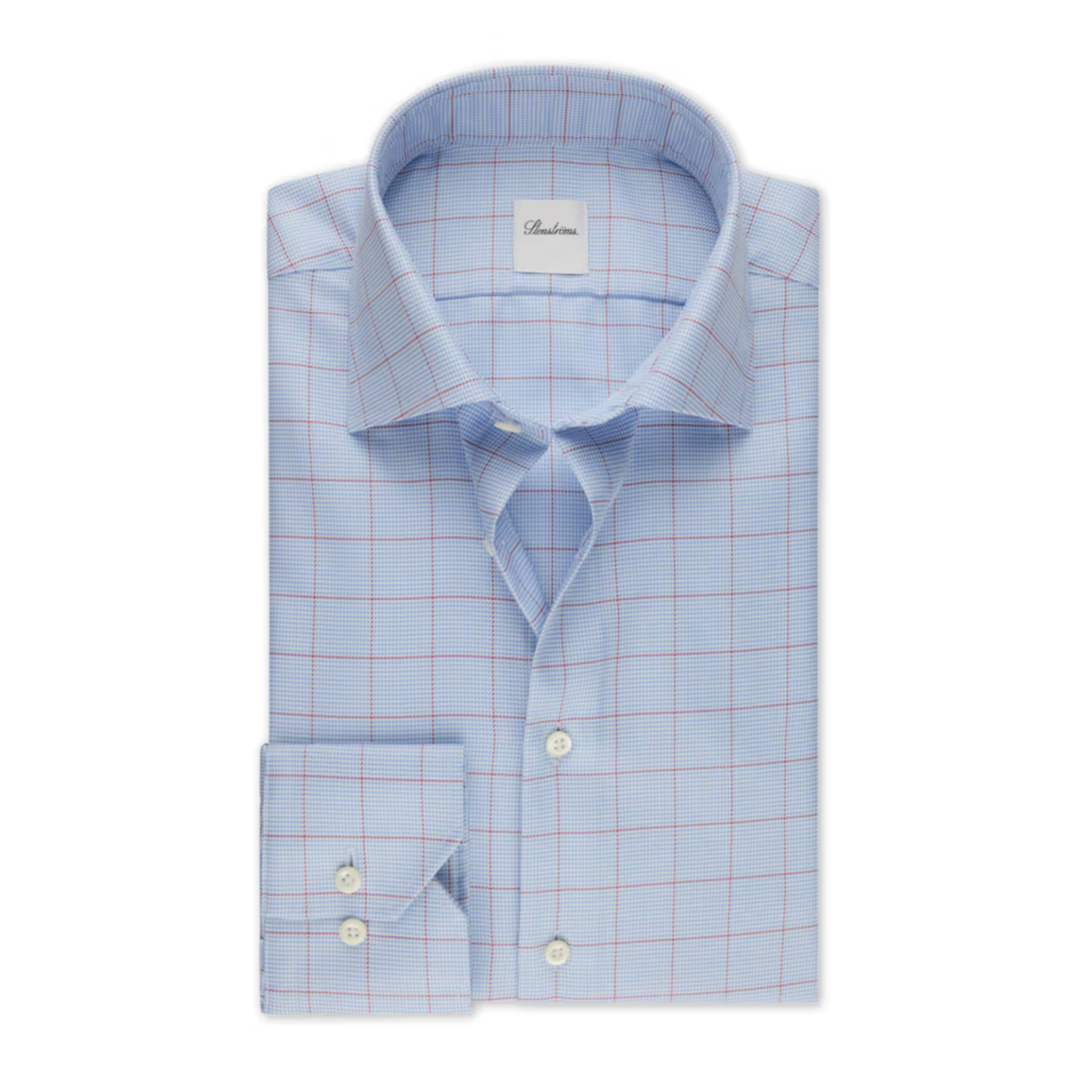 Stenstroms Light Blue/Red Checked Twill Shirt