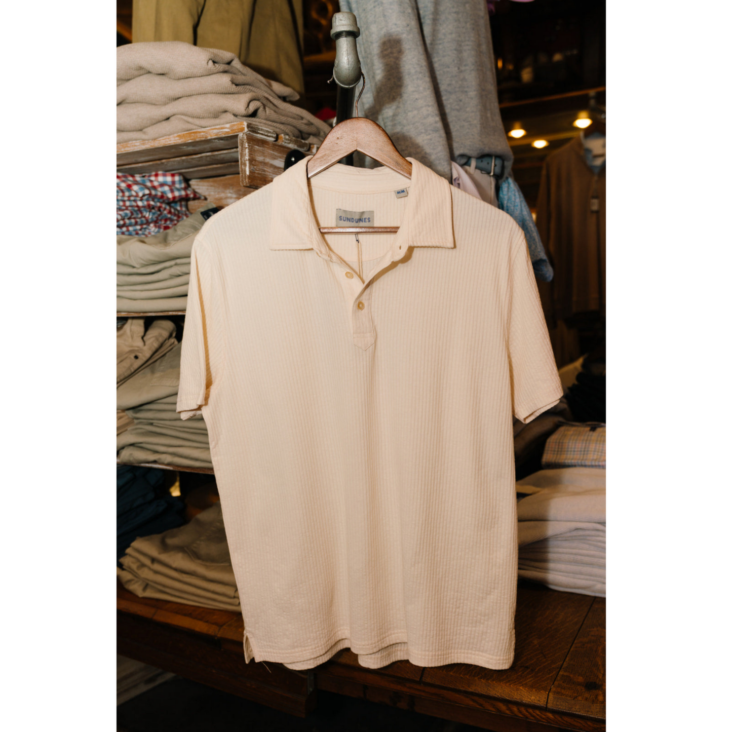Sundunes Short Sleeve Ribbed Polo (Antique White)