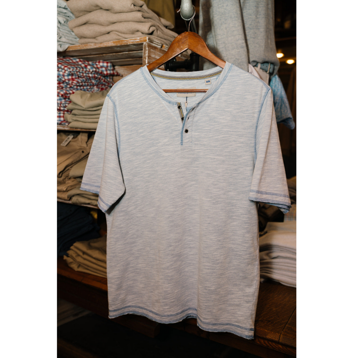 Sundunes Short Sleeve Henley (Azure)