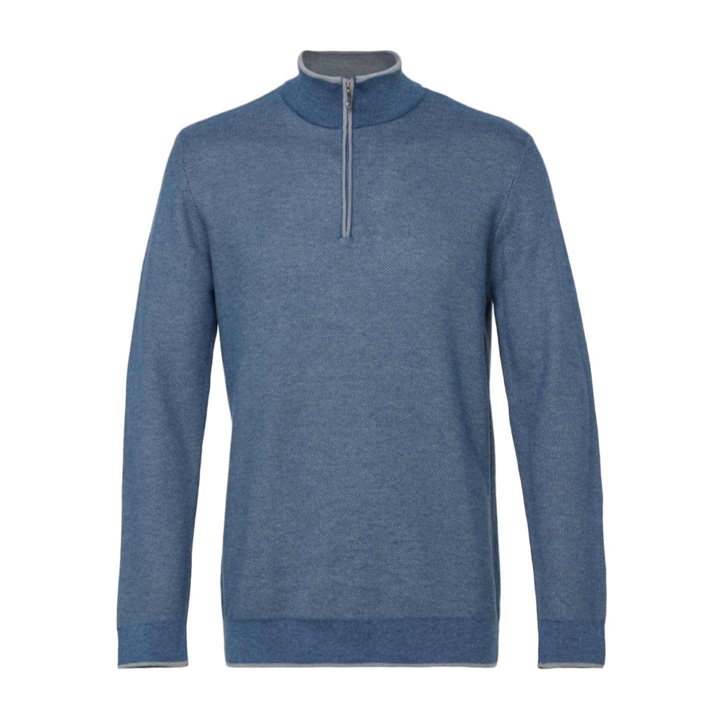 Two Tone Waffle Quarter Zip (Melange Indigo)