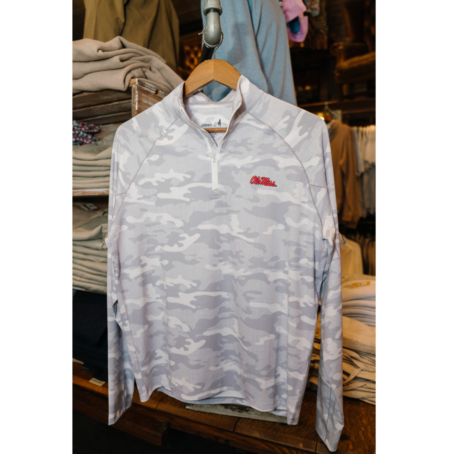 Ole Miss Patton Performance Camo ¼ Zip Pullover (White)