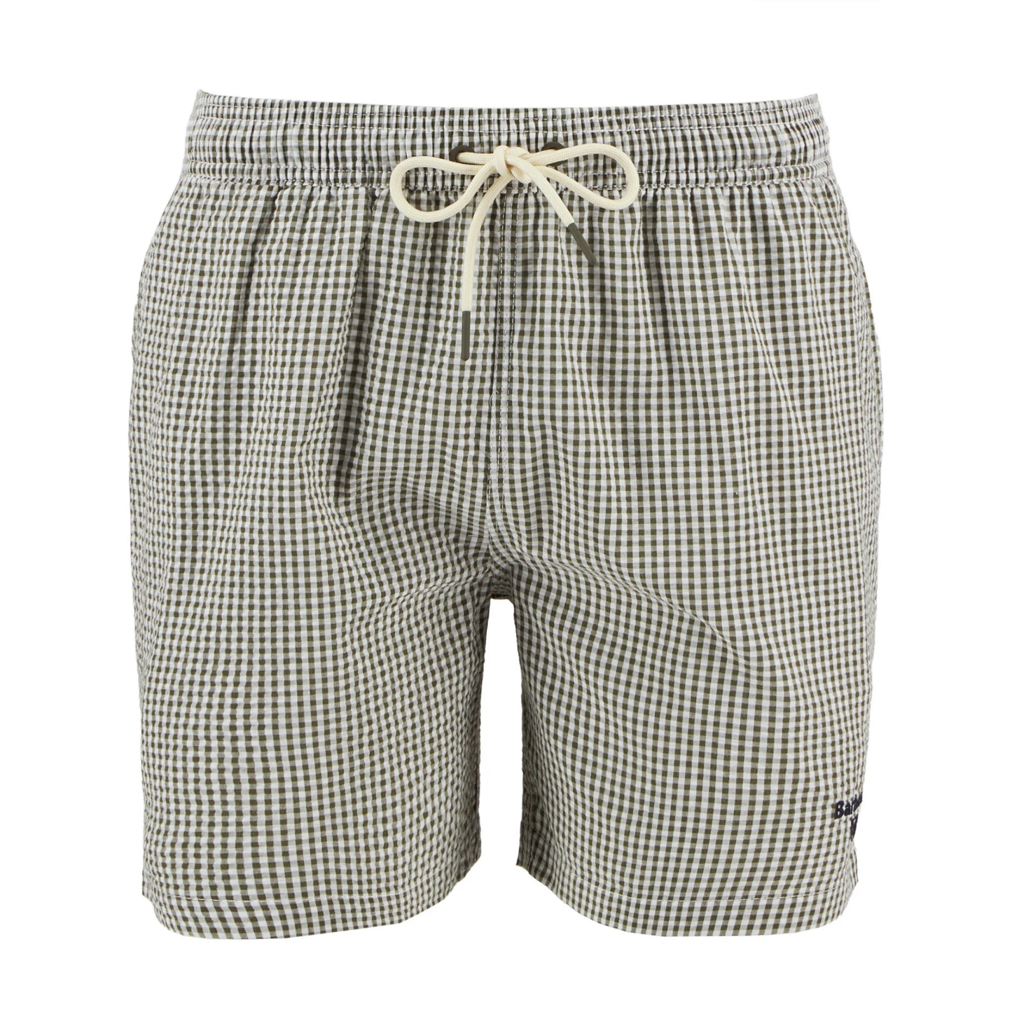 Gingham Seersucker Swim Short (Olive)