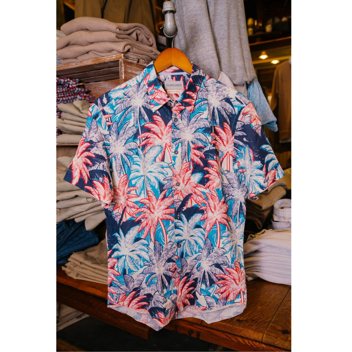 Sundunes Hotty Toddy Palms Short Sleeve Button Down