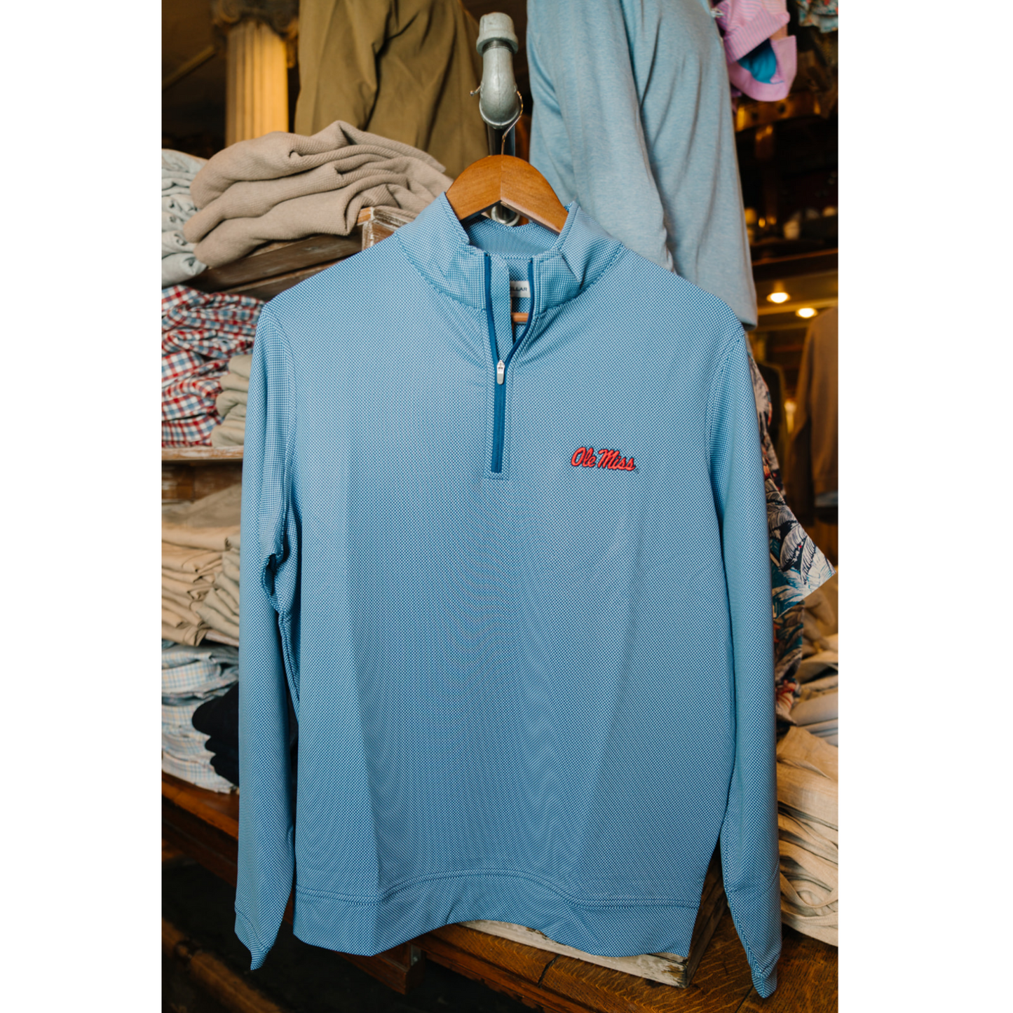 Ole Miss Perth Birdseye Performance Quarter-Zip (Sport Navy)