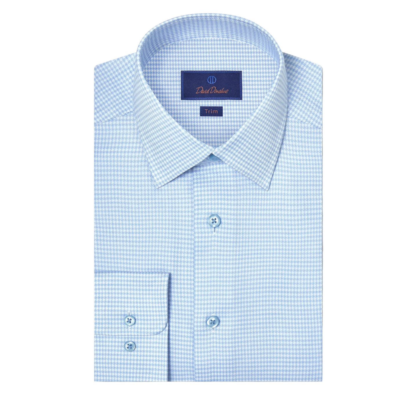 Sky & White Twill Micro Check Stretch Dress Shirt