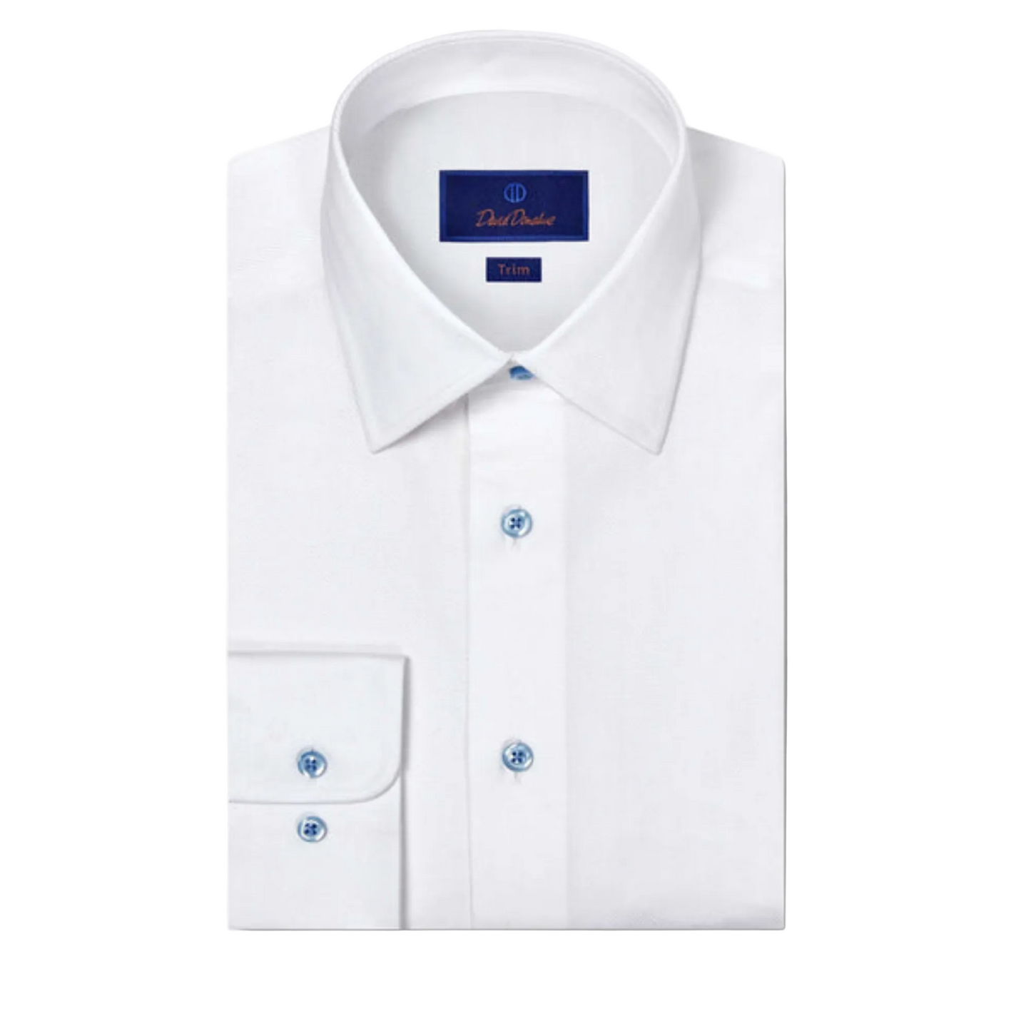 White Dobby Herringbone Dress Shirt