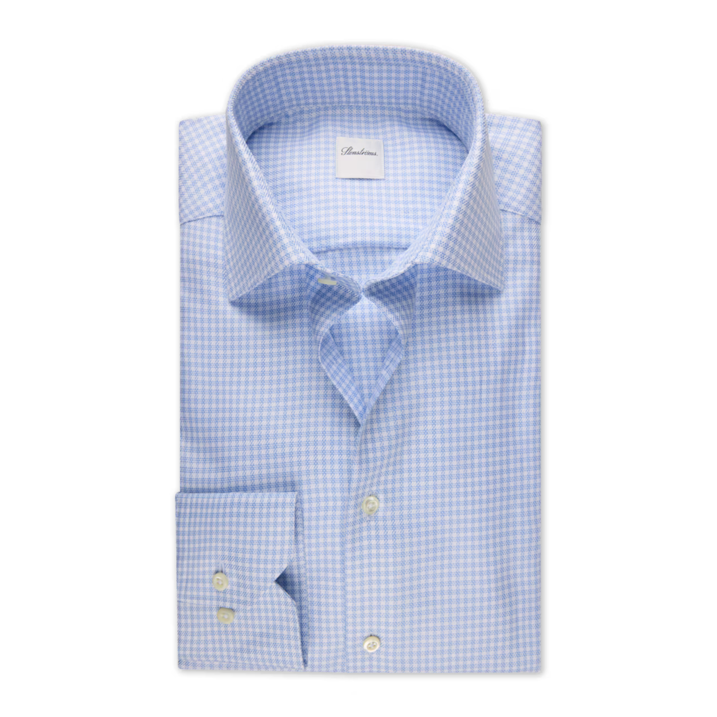 Stenstroms Light Blue Checked Twill Shirt