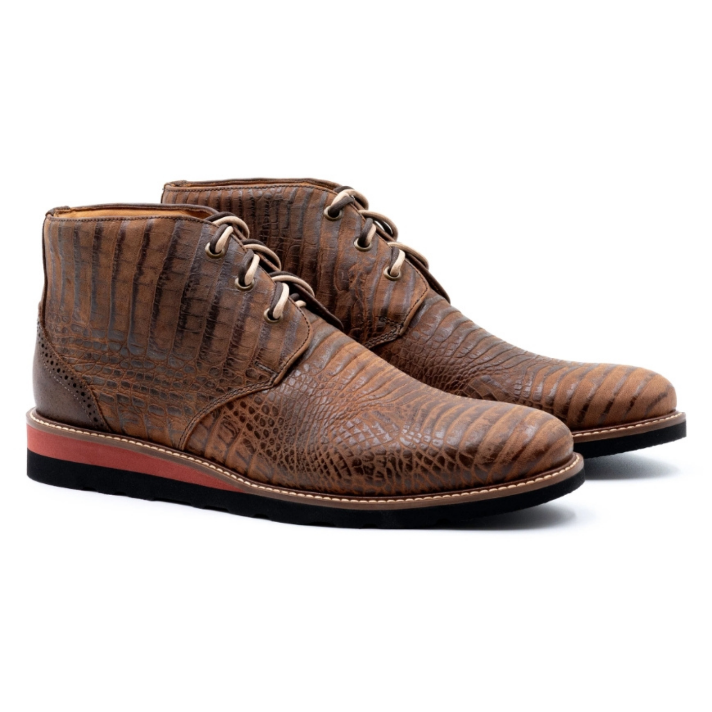 Blue Ridge Crocodile Grain Chukka Boots (Burnt Pecan)
