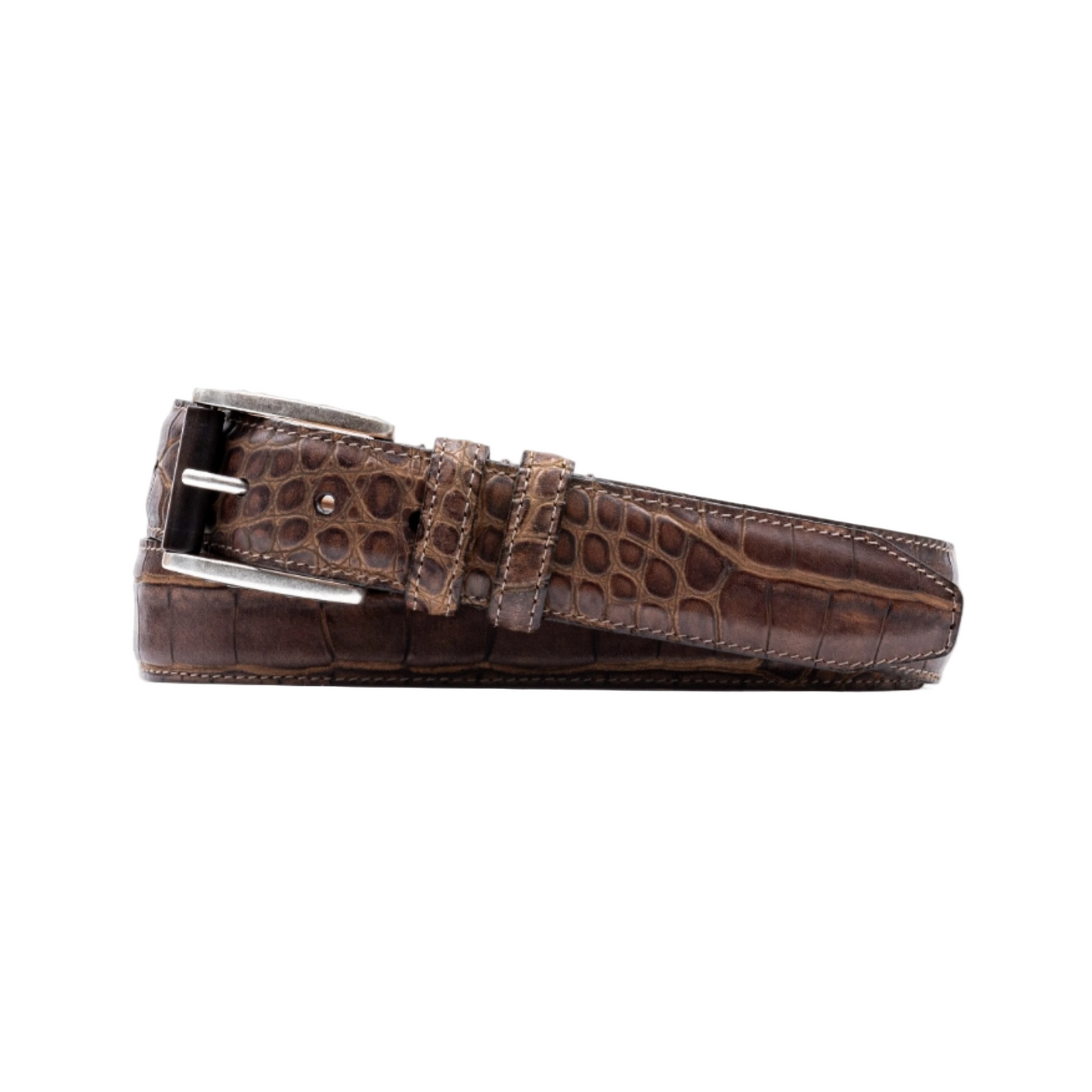 Holden Italian Alligator Grain Saddle Leather Belt (Aged Bark)
