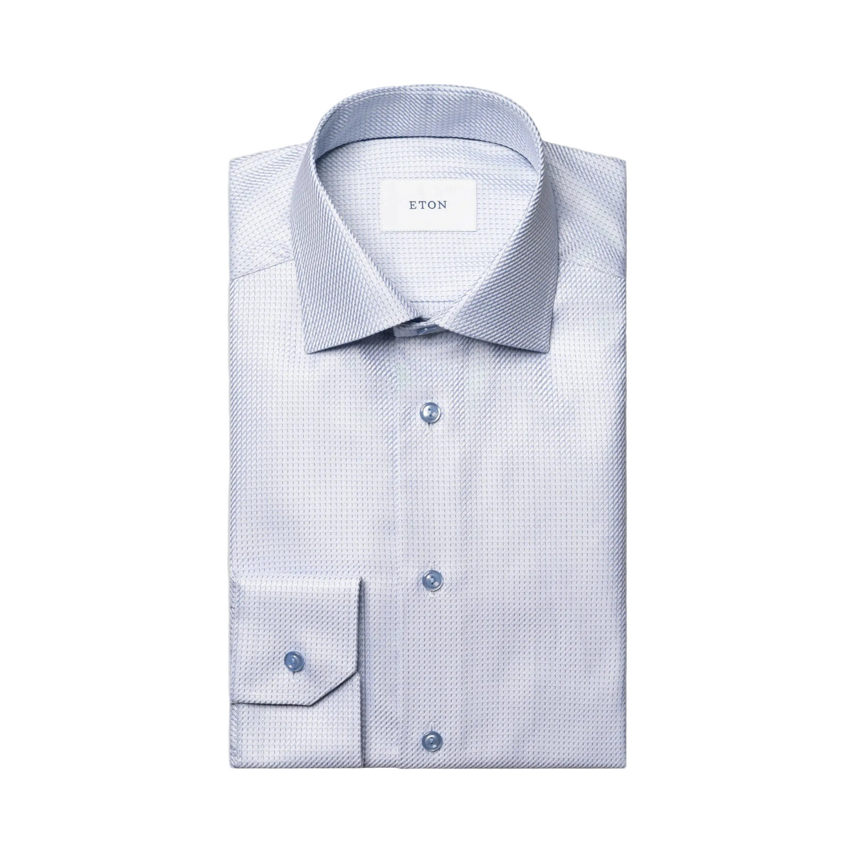 Eton Micro Check King Twill Shirt (Light Blue)