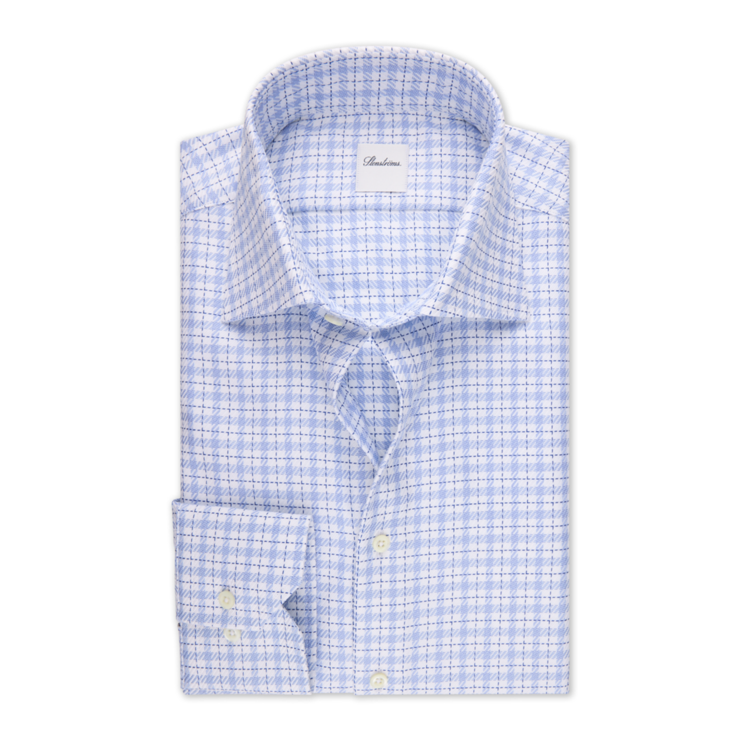 Stenstroms Light Blue/Navy Checked Twill Shirt