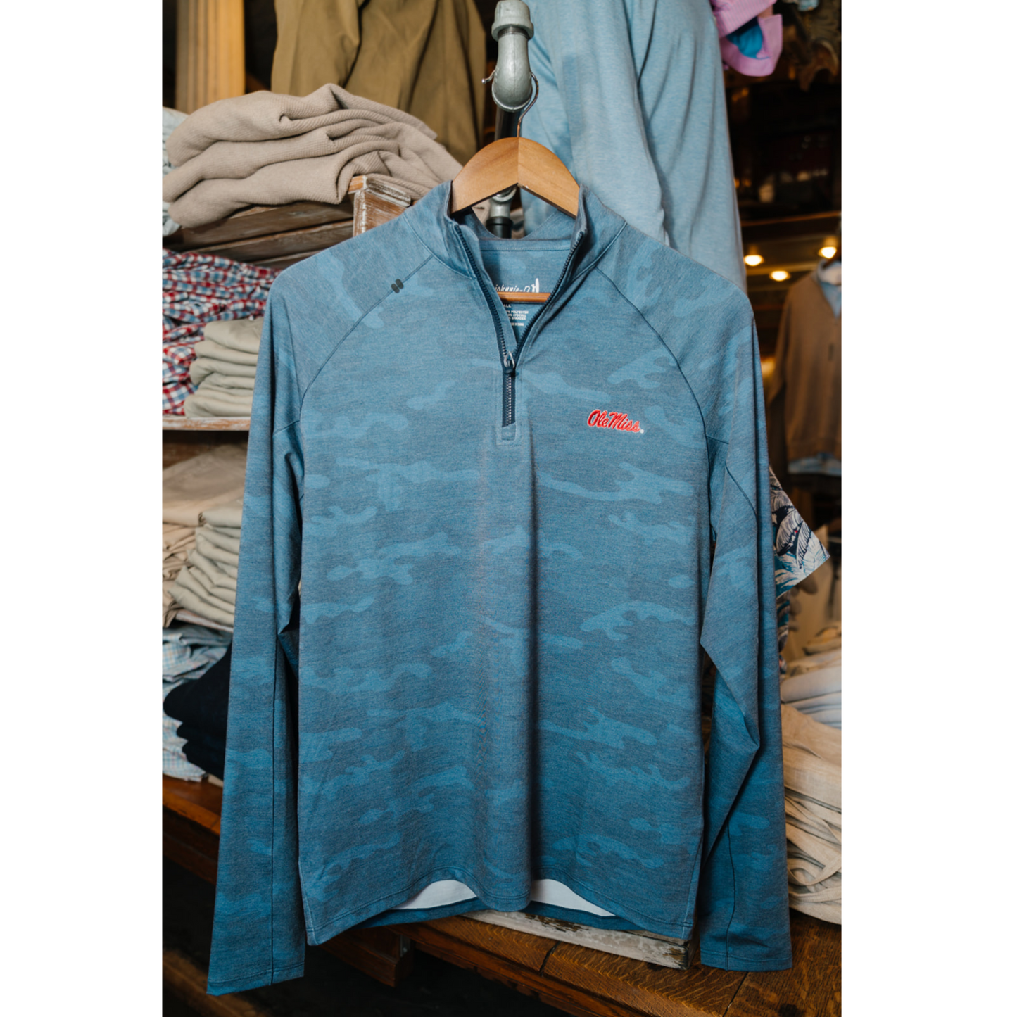 Ole Miss Patton Performance Camo ¼ Zip Pullover (Navy)