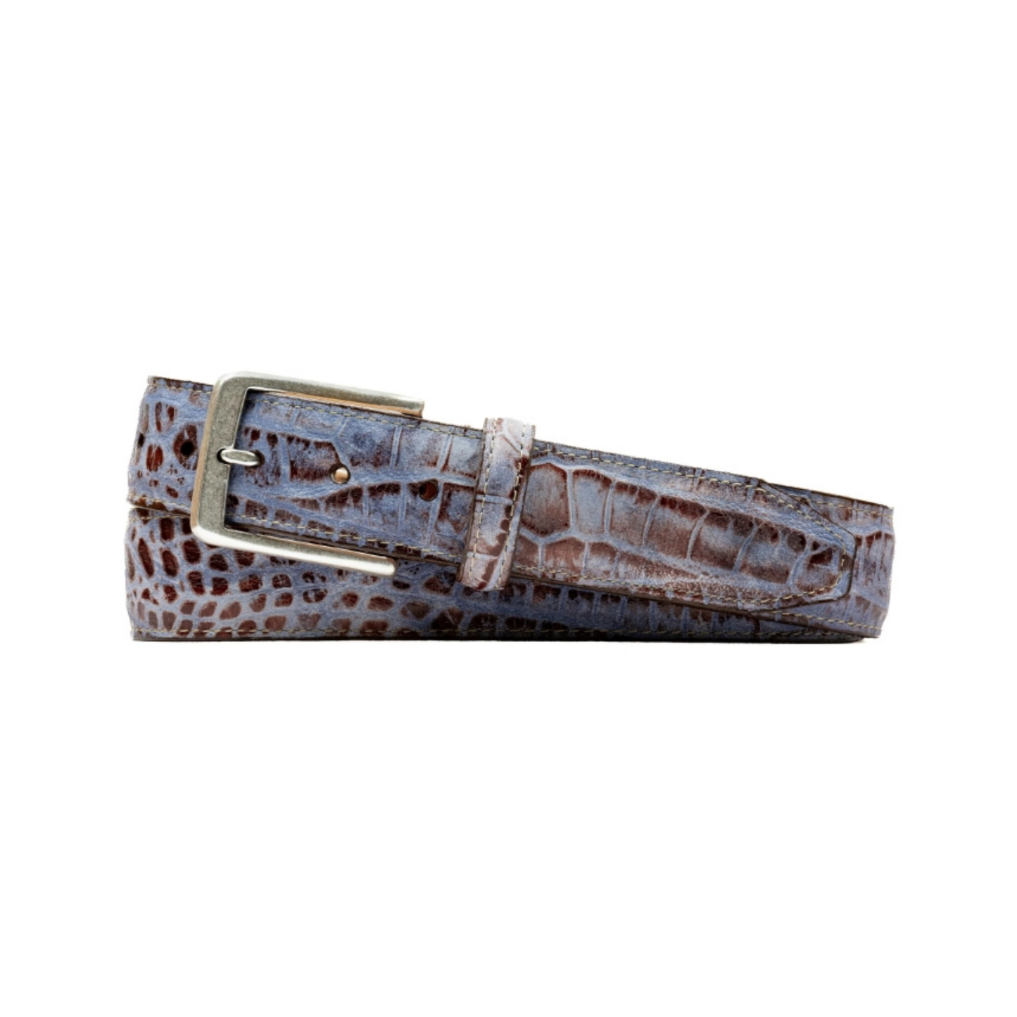 Palmer Italian Alligator Grain Leather Belt (Blue Wash)