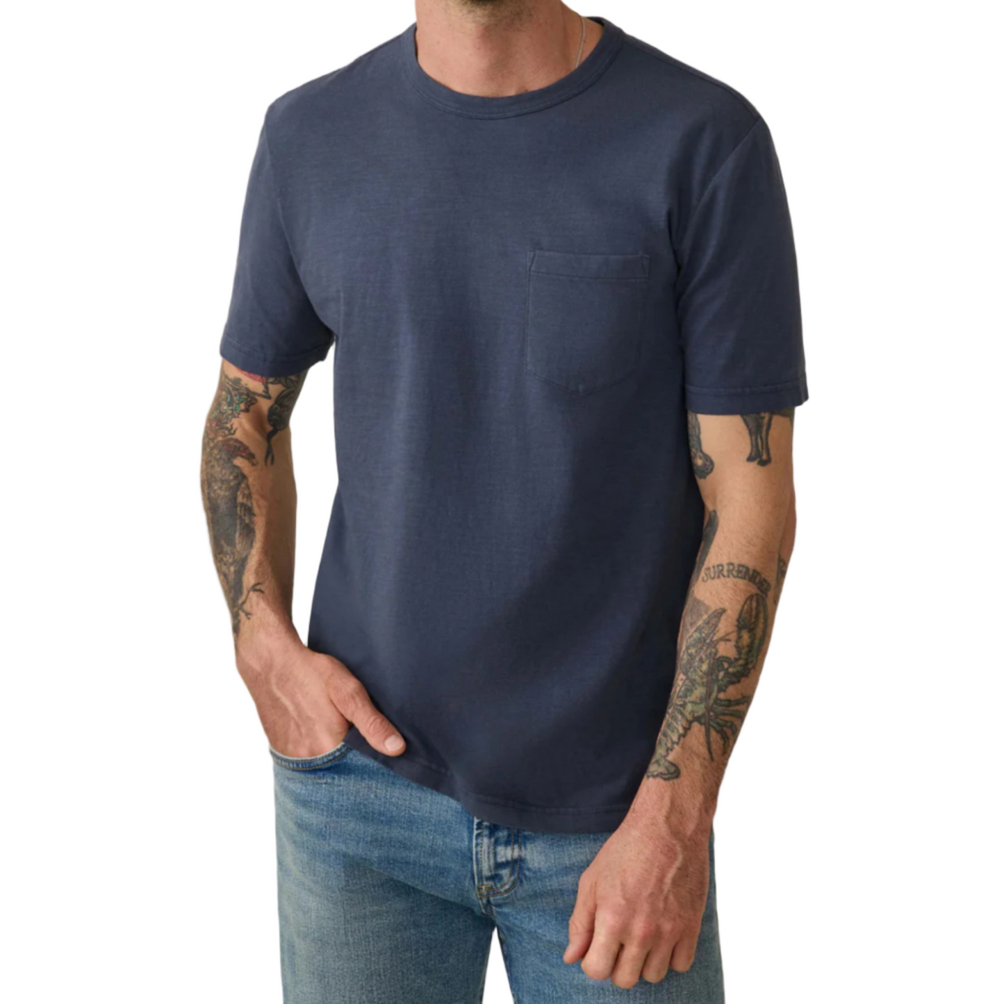 Sunwashed Regenerative Pocket Tee (Dune Navy)