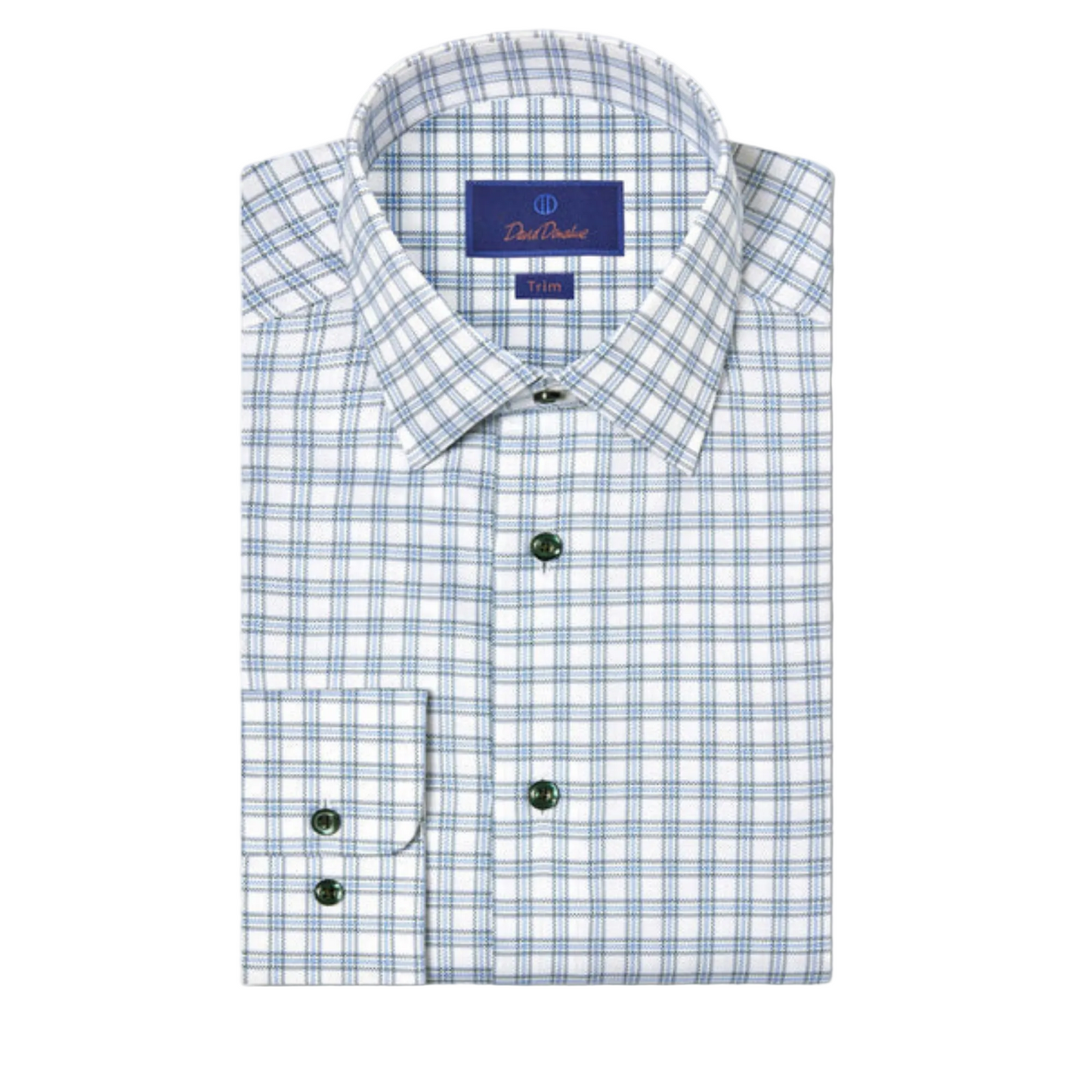 Blue & Green Herringbone Check Dress Shirt