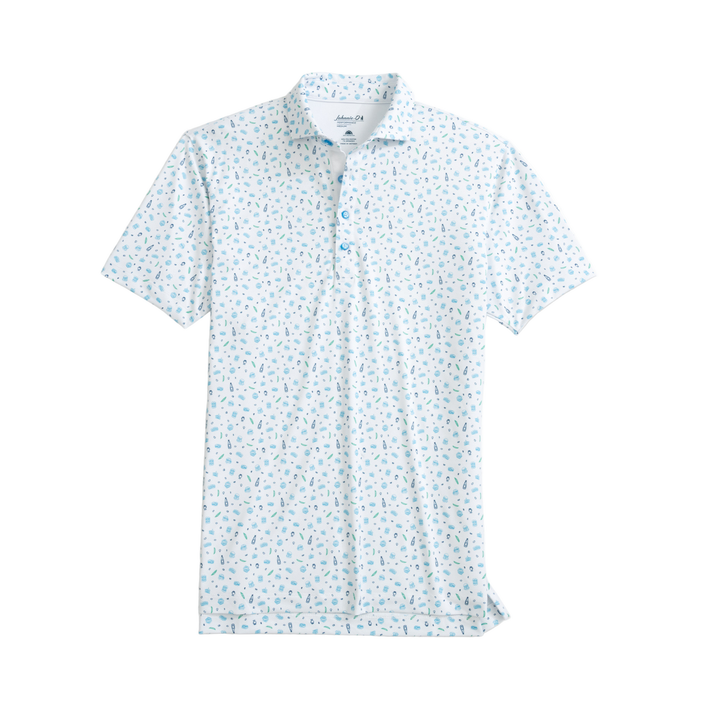Performance Mesh Polo - Burgers N Beers (White)